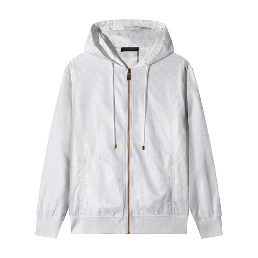 250923 new high-quality letter jacquard full-printed hooded jacket