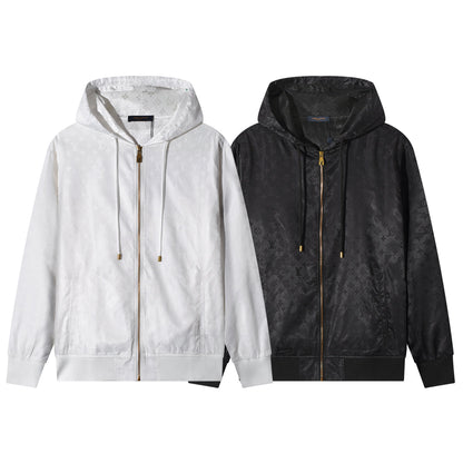 250923 new high-quality letter jacquard full-printed hooded jacket