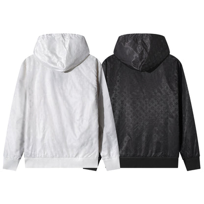 250923 new high-quality letter jacquard full-printed hooded jacket