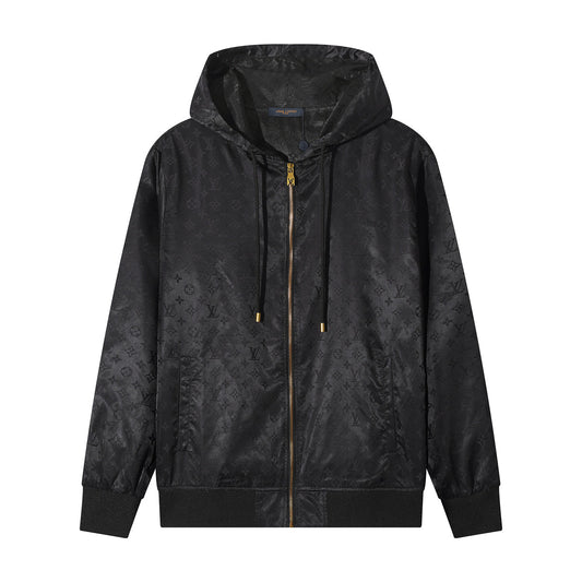 250923 new high-quality letter jacquard full-printed hooded jacket