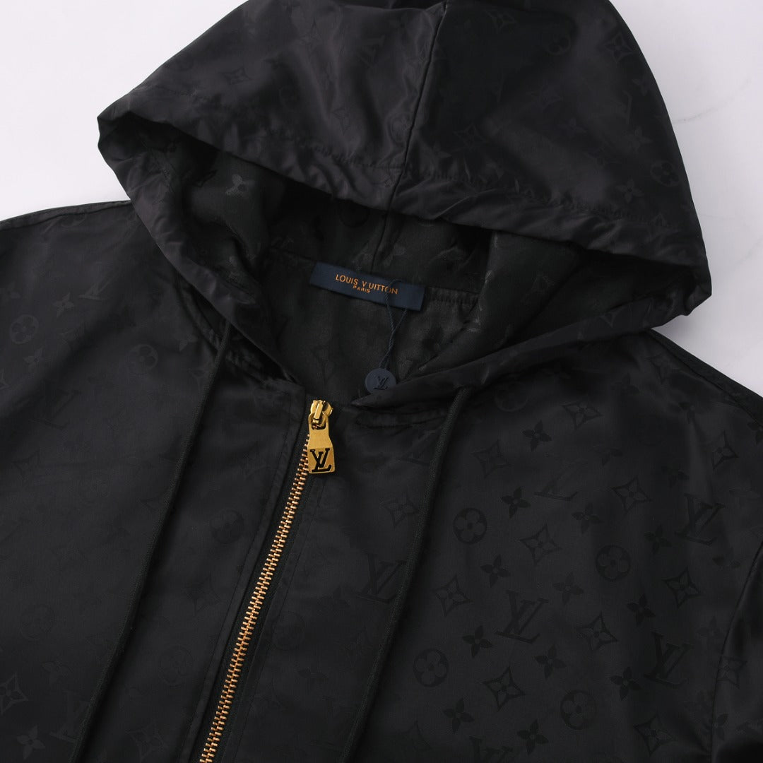 250923 new high-quality letter jacquard full-printed hooded jacket
