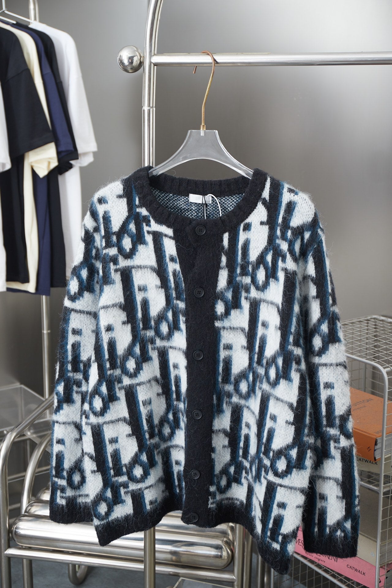 250930 New high-quality mohair full jacquard knitted cardigan sweater