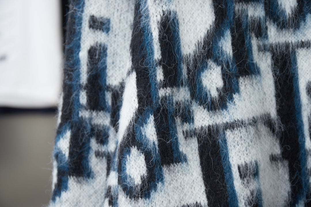 250930 New high-quality mohair full jacquard knitted cardigan sweater