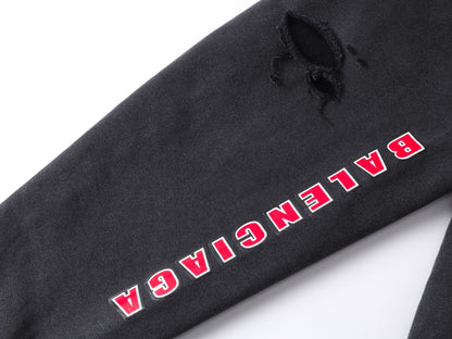 250930 new high-quality racing suit series of distressed and heavy-duty hooded sweatshirts