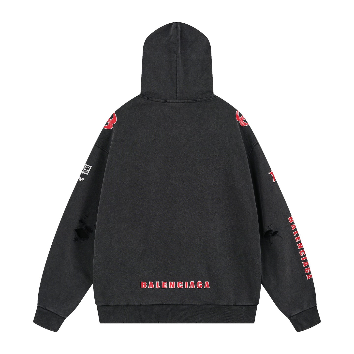 250930 new high-quality racing suit series of distressed and heavy-duty hooded sweatshirts