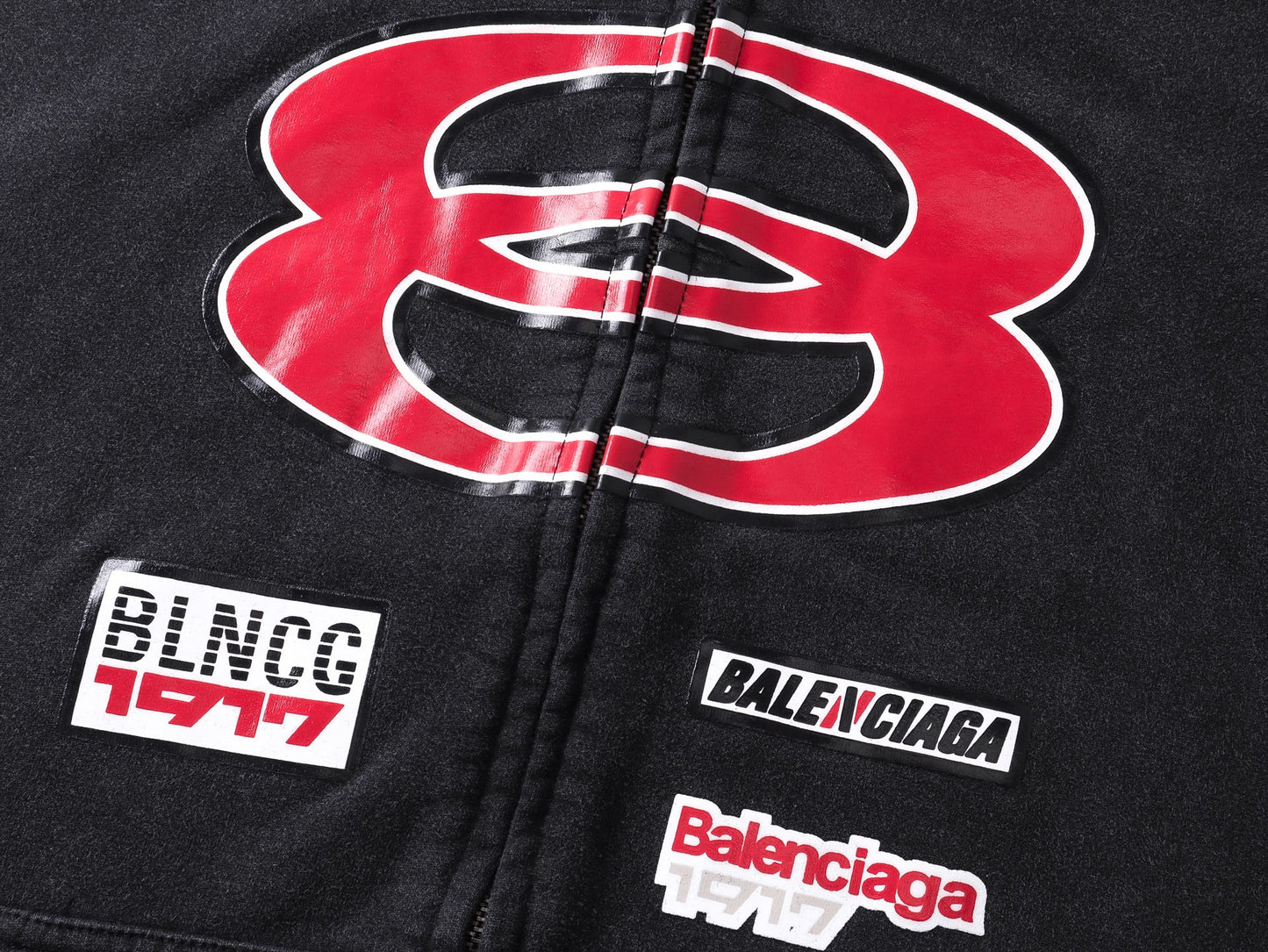 250930 new high-quality racing suit series of distressed and heavy-duty hooded sweatshirts