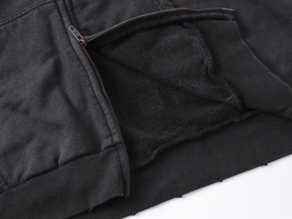 250930 new high-quality racing suit series of distressed and heavy-duty hooded sweatshirts