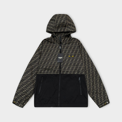 250930 New high-quality spliced full-print zipper hooded jacket