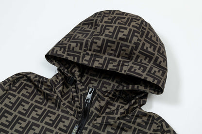 250930 New high-quality spliced full-print zipper hooded jacket