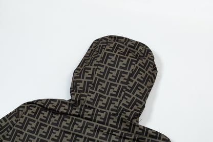 250930 New high-quality spliced full-print zipper hooded jacket