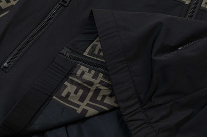 250930 New high-quality spliced full-print zipper hooded jacket