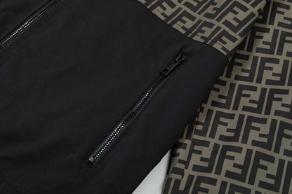 250930 New high-quality spliced full-print zipper hooded jacket