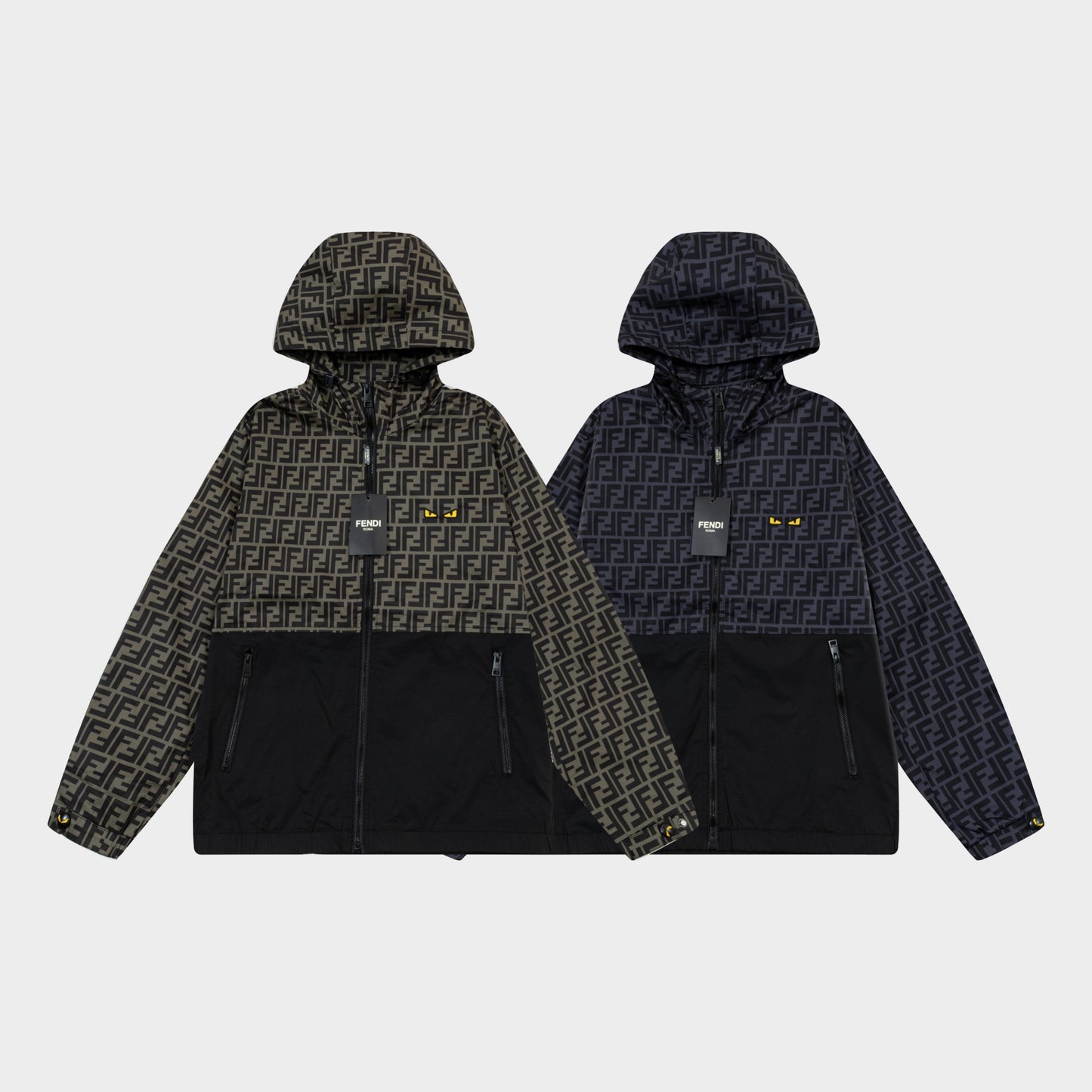 250930 New high-quality spliced full-print zipper hooded jacket