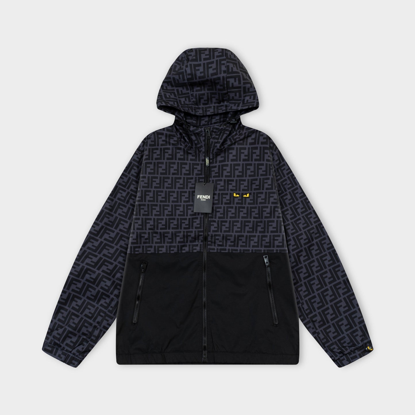 250930 New high-quality spliced full-print zipper hooded jacket
