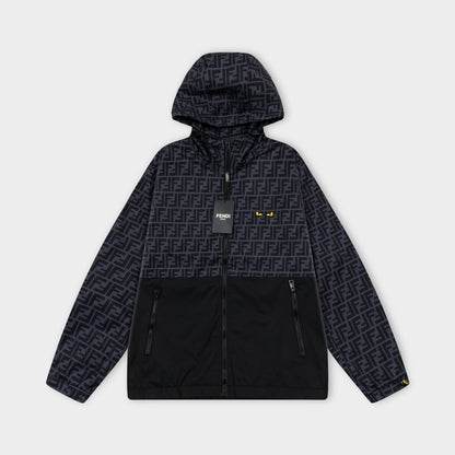 250930 New high-quality spliced full-print zipper hooded jacket