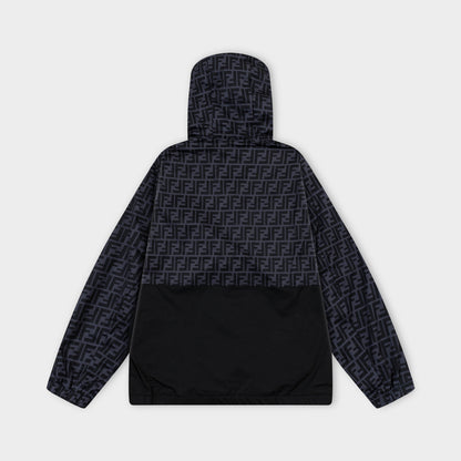 250930 New high-quality spliced full-print zipper hooded jacket