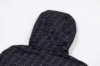 250930 New high-quality spliced full-print zipper hooded jacket