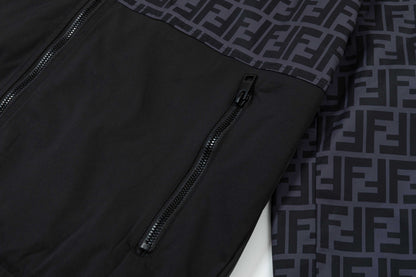250930 New high-quality spliced full-print zipper hooded jacket
