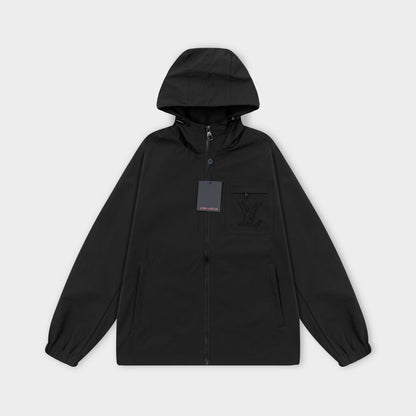 250930 new high-quality pocket logo zipper hooded jacket