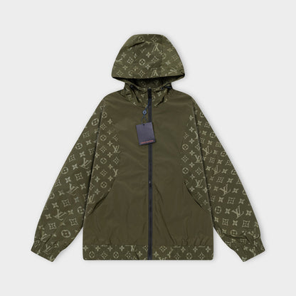 250930 A new high-quality custom full-print patchwork zipper hooded jacket