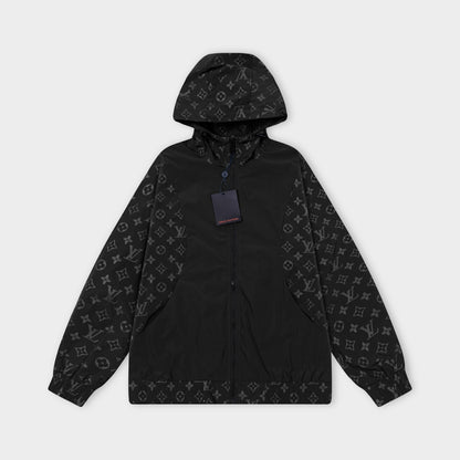 250930 A new high-quality custom full-print patchwork zipper hooded jacket