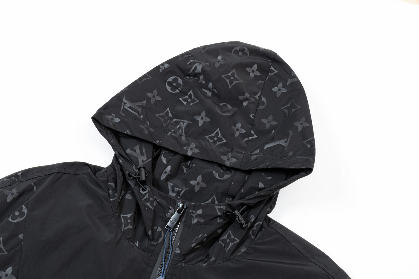 250930 A new high-quality custom full-print patchwork zipper hooded jacket