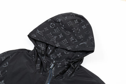 250930 A new high-quality custom full-print patchwork zipper hooded jacket
