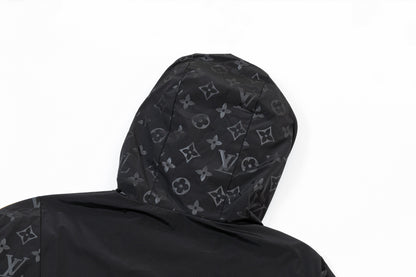 250930 A new high-quality custom full-print patchwork zipper hooded jacket
