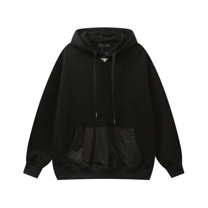 250930 new high-quality hoodie with a triangular logo patchwork decoration