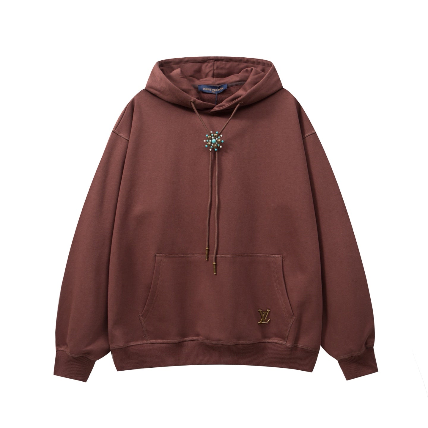 250930 New high-quality turquoise sunflower-decorated hoodie