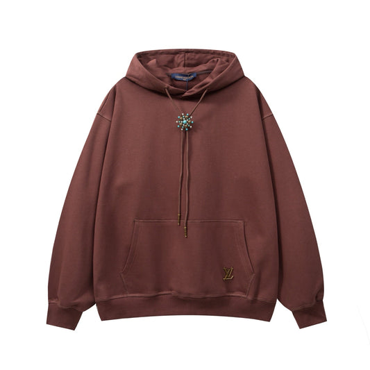 250930 New high-quality turquoise sunflower-decorated hoodie