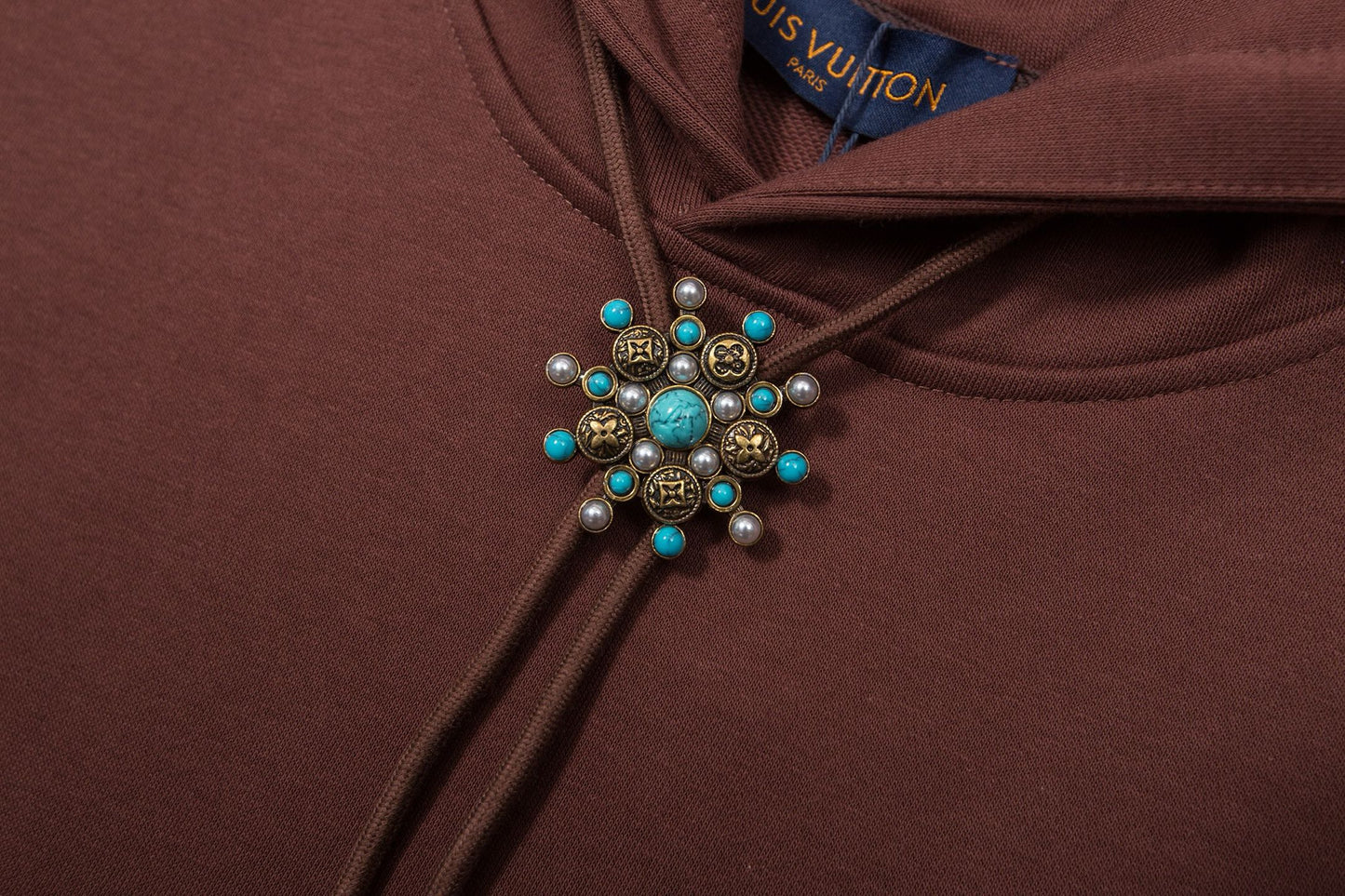 250930 New high-quality turquoise sunflower-decorated hoodie