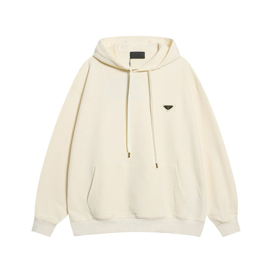 250930 New high-quality large logo triangular label round neck hoodie