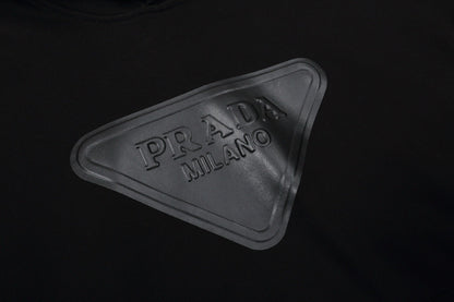 250930 New high-quality large logo triangular label round neck hoodie