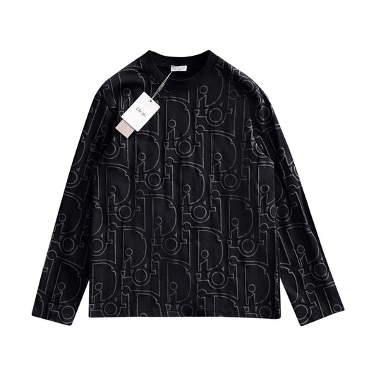 250930 New high-quality textured full-printed round-neck long-sleeved style