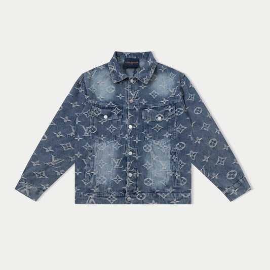 250930 new high-quality jacquard full-print denim jacket