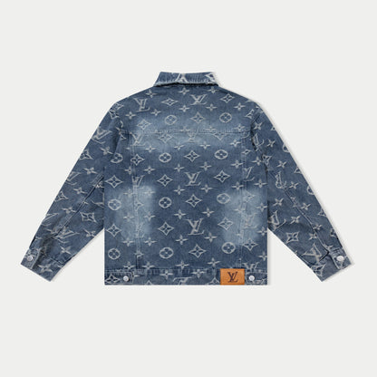 250930 new high-quality jacquard full-print denim jacket