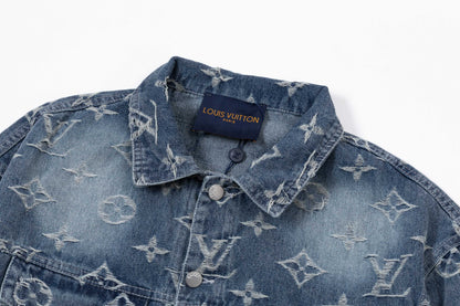 250930 new high-quality jacquard full-print denim jacket