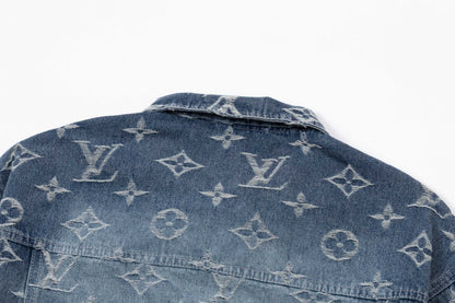 250930 new high-quality jacquard full-print denim jacket