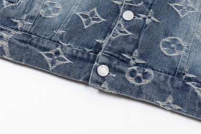 250930 new high-quality jacquard full-print denim jacket