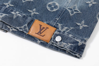 250930 new high-quality jacquard full-print denim jacket
