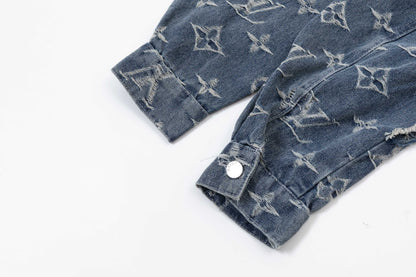 250930 new high-quality jacquard full-print denim jacket