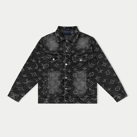 250930 new high-quality jacquard full-print denim jacket
