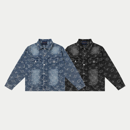 250930 new high-quality jacquard full-print denim jacket