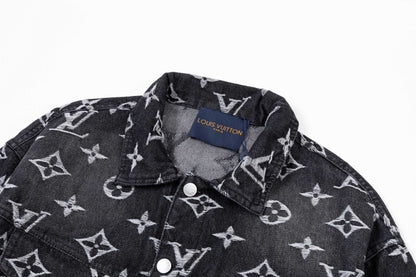 250930 new high-quality jacquard full-print denim jacket