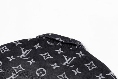 250930 new high-quality jacquard full-print denim jacket