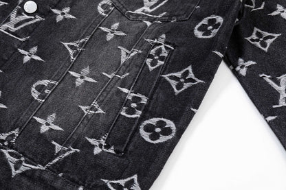 250930 new high-quality jacquard full-print denim jacket