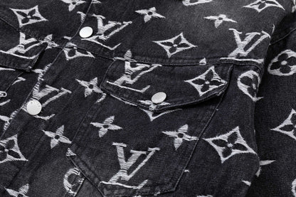 250930 new high-quality jacquard full-print denim jacket