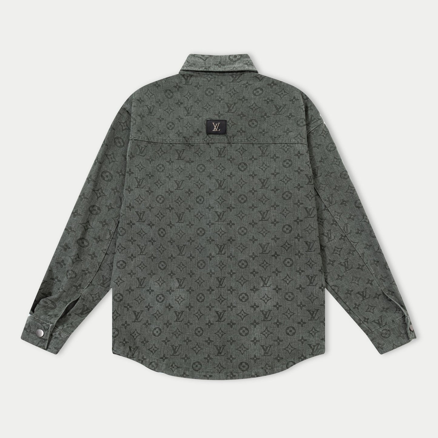 250930 New high-quality jacquard full-print denim long-sleeved shirt