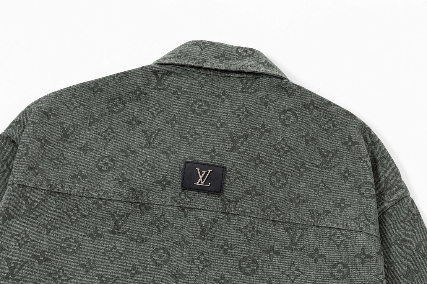 250930 New high-quality jacquard full-print denim long-sleeved shirt